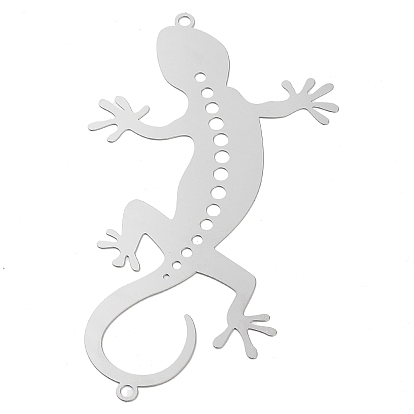 201 Stainless Steel Connector Charms, Gecko Links, Etched Metal Embellishments