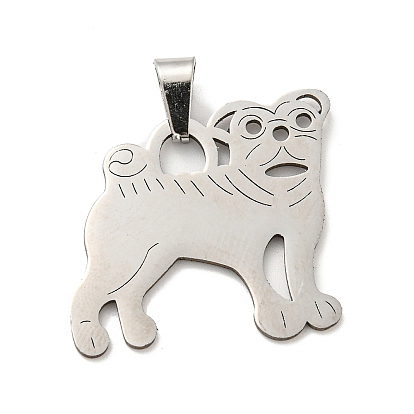 304 Stainless Steel Pendants, Laser Cut, Dog Charm