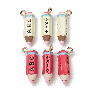 Alloy Enamel Pendants, Pencil Charms, Golden