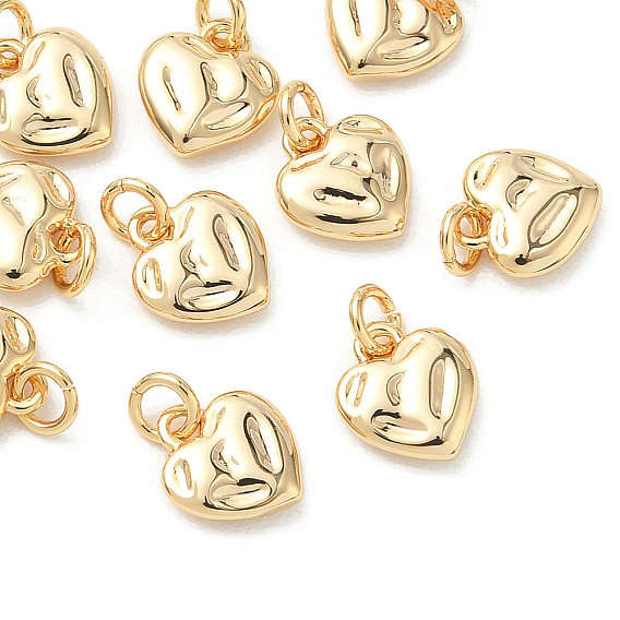 SHEGRACE Brass Pendants, Heart Charms, Cadmium Free & Lead Free & Nickel Free, with Jump Ring