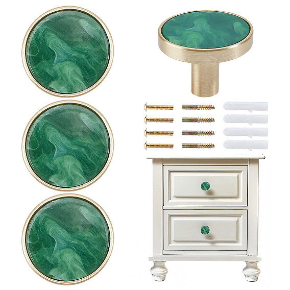 4 круглые ручки для ящиков из цинкового сплава и акрила, ручки шкафа, аксессуары для дверных ручек, с винтом