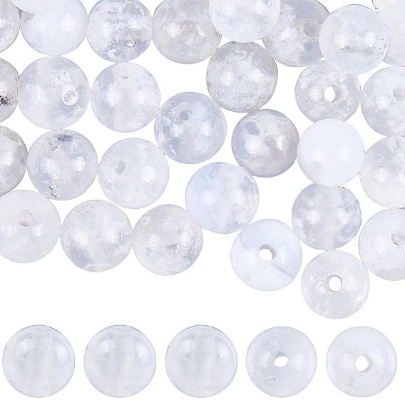 100 шт. бусины из натурального голубого кружевного агата класса АА, круглые