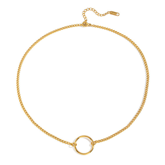 304 Stainless Steel Ring Pendant Twisted Chain Necklaces for Women