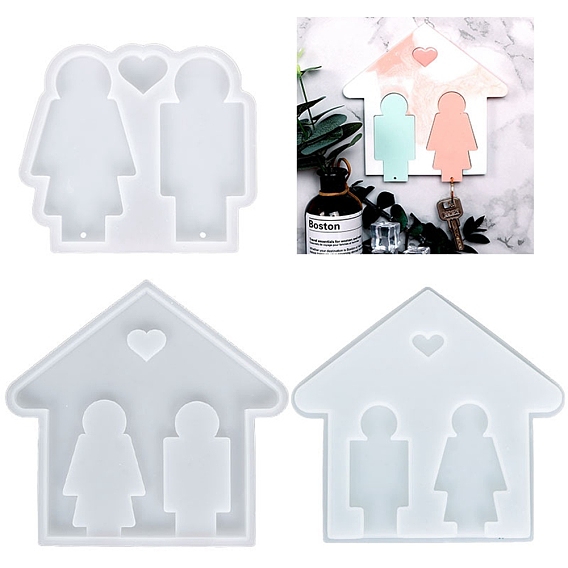 Couples Keychain Silicone Molds, Resin Casting Molds, For UV Resin, Epoxy Resin Jewelry Making