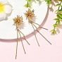 Brass Micro Pave Cubic Zirconia Dangle Earrings, Flower, 304 Stainless Steel Stud Earrings for Women, Tassel Earrings