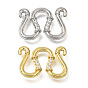 Brass Micro Pave Clear Cubic Zirconia M-Hook Clasps, Rack Plating