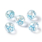 Transparent Glass Enamel Beads Strands, Faceted Round with Pattern