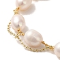 Natural Pearl Bead Bracelets, with Brass Chains