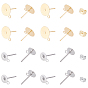 304 Stainless Steel Stud Earring Findings, with Loop and Ear Nuts, Flat Round