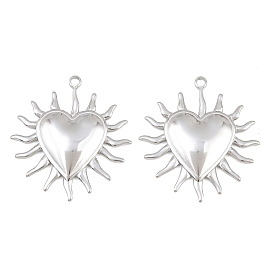 Pendentifs en acier inoxydable, charmes de soleil en forme de cœur