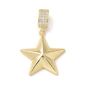 Brass Micro Pave Cubic Zirconia Pendants, Star Charms