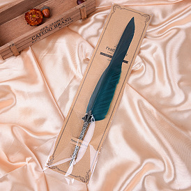 Antique Silver Alloy Signature Pen, Feather Pen, Quill Pen, for Calligraphy Pen
