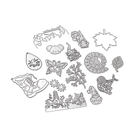 La coupe en acier au carbone coupe les stencils, pour scrapbooking diy, album photo, carte de papier gaufrage décoratif, couleur inox, gnome, botte, papillon et feuille d'érable, motifs mixtes