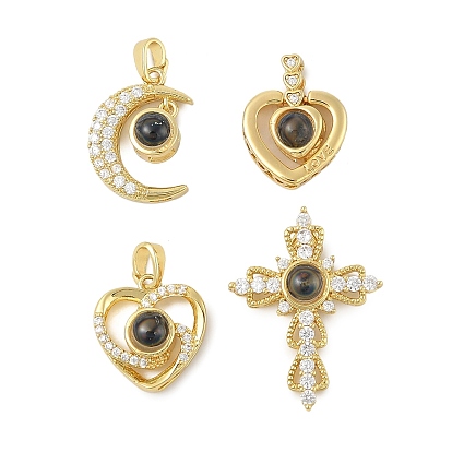 Подвески из латуни микропаве с фианитами и стеклом, женские прелести