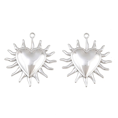 Pendentifs en acier inoxydable, charmes de soleil en forme de cœur
