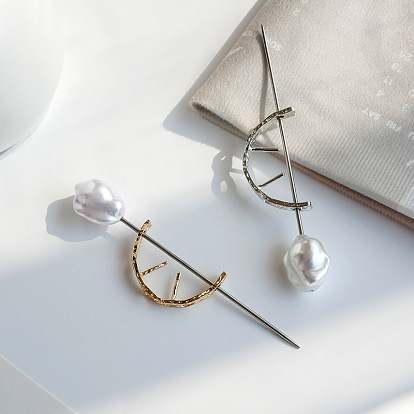 Retro Pearl Hairpin for Women - Chic and Simple Ponytail Holder with Vintage Arc Shape