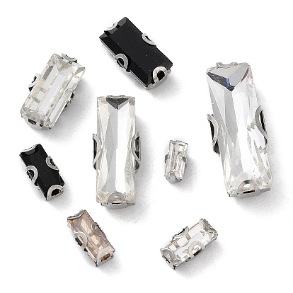 Прямоугольник пришиваем стразами, многожильных ссылки, стекло горный хрусталь, с настройками зубцов из нержавеющей стали, аксессуары для одежды, граненые