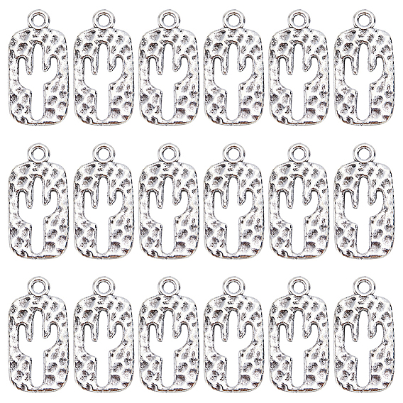 60 шт. Подвески из сплава в тибетском стиле, прямоугольник с кактусом