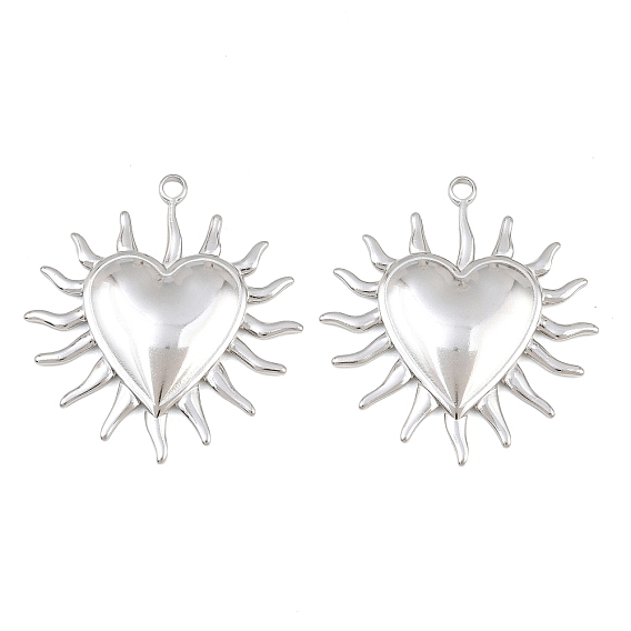 304 Stainless Steel Pendants, Heart Sun Charms