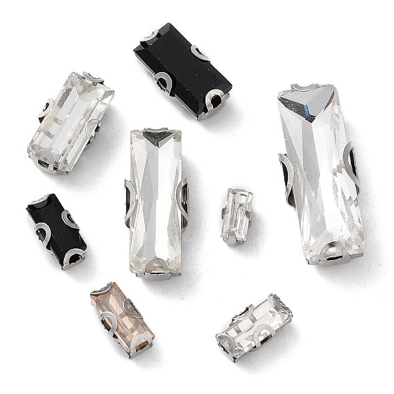 Прямоугольник пришиваем стразами, многожильных ссылки, стекло горный хрусталь, с настройками зубцов из нержавеющей стали, аксессуары для одежды, граненые