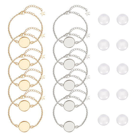 Набор для изготовления браслета из звеньев купола своими руками, включая 304 настройки браслета из нержавеющей стали, Кабошоны из стекла