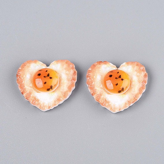 Непрозрачные кабошоны из смолы, жареное яйцо в форме сердца