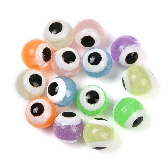 Светящиеся и печатные непрозрачные акриловые бусины, круглый глаз, светится в темноте