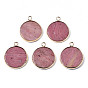 Природные и синтетические Gemstone подвески, с позолоченным латунным краем и петлей, плоско-круглые
