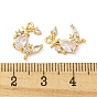 Brass Micro Pave Cubic Zirconia Link Connectors, with Glass, Star and Teardrop