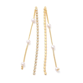 Colgantes grandes de borla de diamantes de imitación de latón, con cuentas de perlas de imitación de plástico abs