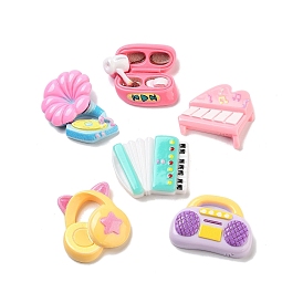 Cute Opaque Resin Decoden Cabochons, Earphone/Piano/Phonograph