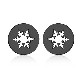 Geometric Hollow Snowflake Earrings - Japanese Style, Sweet, Minimalist.
