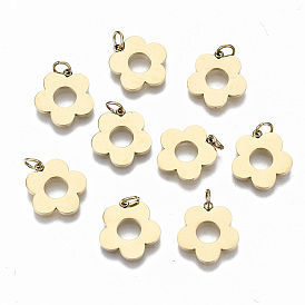 304 Stainless Steel Charms, Laser Cut, with Jump Rings, Flower