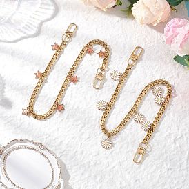 2 шт. 2 стили, сплав, эмаль, звезда, цветок, подвеска 304 декоративные цепочки из нержавеющей стали, с поворотными застежками сплава, разноцветные