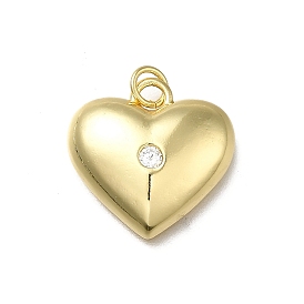 Латунные микро проложить кубического циркония подвески, сердце прелести, без кадмия и без свинца, стойки покрытие, долговечный, с целью перехода в кольце