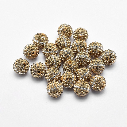 Handmade Polymer Clay Rhinestone Beads, Round