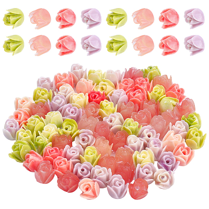 100 шт 4 цвета синтетических коралловых бусин, окрашенные, цветок розы