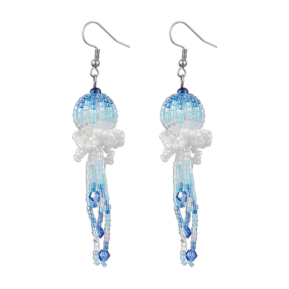 Подвески из стеклянных бусин ручной работы, серьги-подвески, медуза, платина