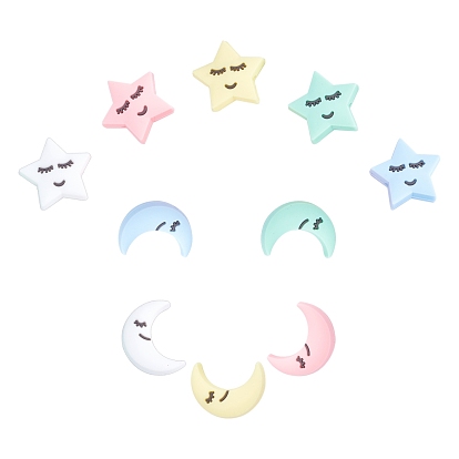 Food Grade Eco-Friendly Silicone Beads, Star and Moon
