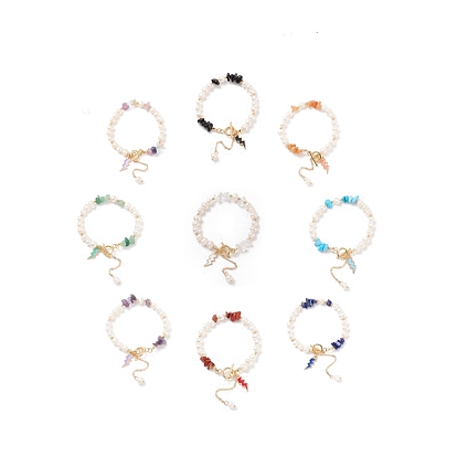 Браслет из натуральных драгоценных камней и жемчужных бусин с эмалевыми подвесками-молниями, украшения из драгоценных камней для женщин, золотые