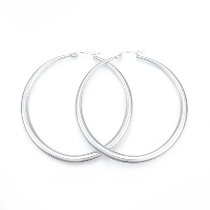 201 Stainless Steel Big Hoop Earrings for Women, with 304 Stainless Steel Pins