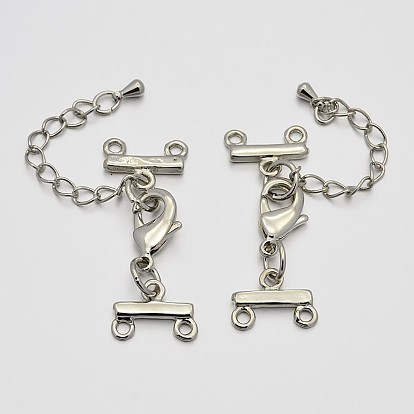 Латунные удлинители цепи, застежки для ожерелья, с 2 нитями 4 и концами застежки омара, 41 мм, отверстие : 2 мм