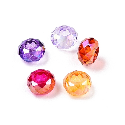 Краска для выпечки прозрачные стеклянные европейские бусины, бусины с большим отверстием, с покрытием AB цвета, граненые, рондель