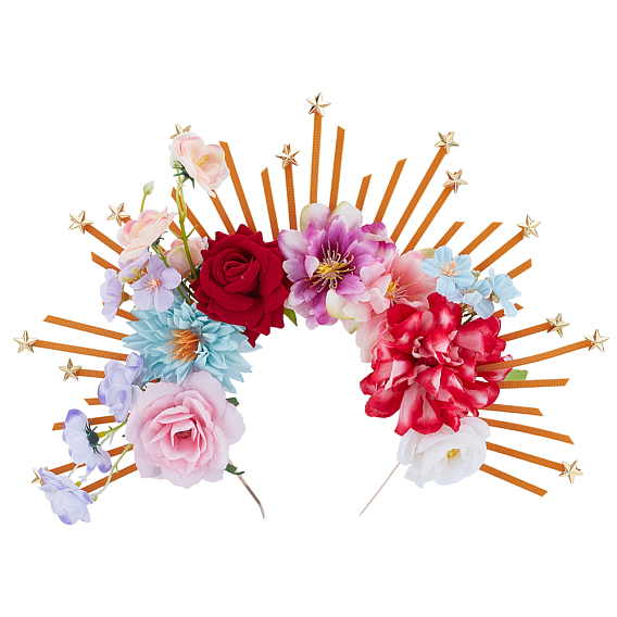 Резинки для волос из сплава, пластика и полиэстера, цветок, аксессуары для волос для женщин и девочек