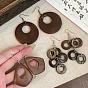 Pendientes colgantes de aleación y madera para mujer