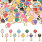100 шт 10 цвета сплава эмалевые подвески, Ключ с сердцем, золотой свет