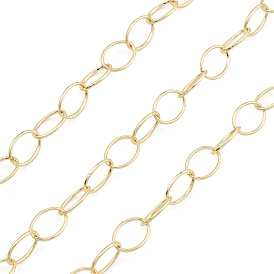 Brass Oval Link Chains, Unwelded, with Spool
