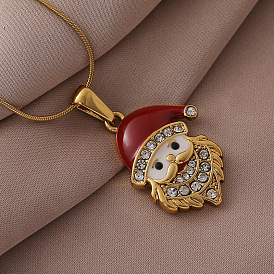 316 Рождественские подвески в виде Санта-Клауса из хирургической нержавеющей стали и стекла с эмалью для женщин, красные