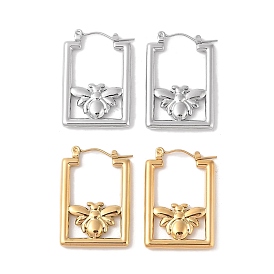 304 Stainless Steel Earrings, for Women, Golden PVD Vacuum Plating, Bees