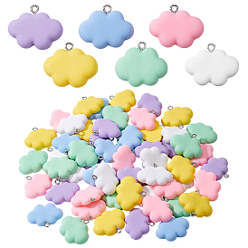 60 шт 6 цвета подвески из непрозрачной смолы, облако, с платиновым шлейфом